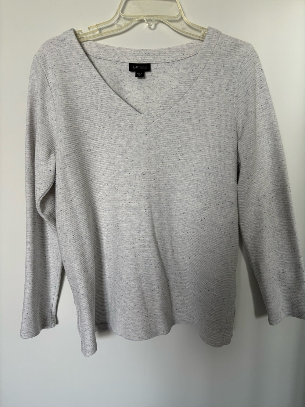 J. Jill Heathered Light Gray V-Neck Tunic Top